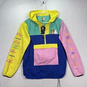 RIPNDIP Teddy Fresh Jacket Women Medium Packable Anorak Windbreaker Pullover NWT